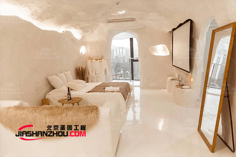 現(xiàn)代鹽浴鹽療汗蒸房散發(fā)著優(yōu)雅和質(zhì)樸的魅力