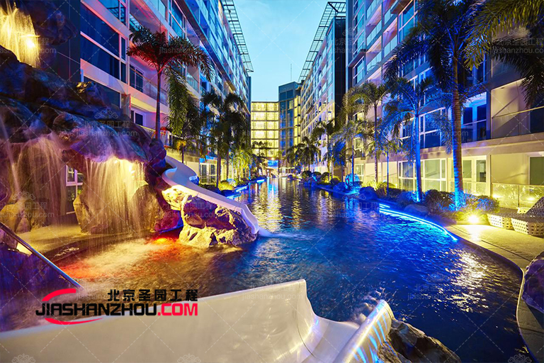 蚌埠市巴拉巴拉育兒中心室內(nèi)外塑石假山水池