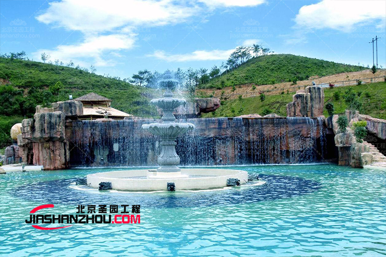 地中海f 格自由形態(tài)塑石假山水池增強(qiáng)武漢蔡榨小游園的美感