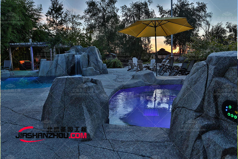 三門(mén)峽市九龍生態(tài)園內(nèi)塑石假山景觀水池制作