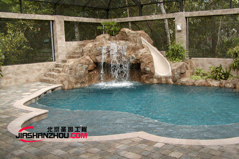 北京廠家的異國情調塑石假山景觀水池小屋創(chuàng)意畫廊