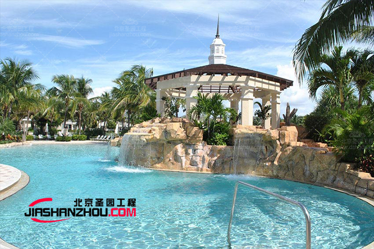 港式半山別墅塑石假山景觀水池基于古典f 格建筑設(shè)計(jì)