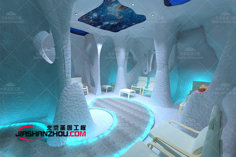 現(xiàn)代喜馬拉雅鹽療房間簡單柔軟放松是養(yǎng)生好選擇