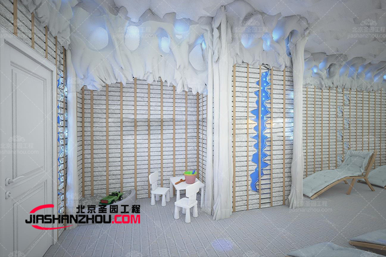 現(xiàn)代喜馬拉雅鹽療房間布局很好地利用了它有限的空間