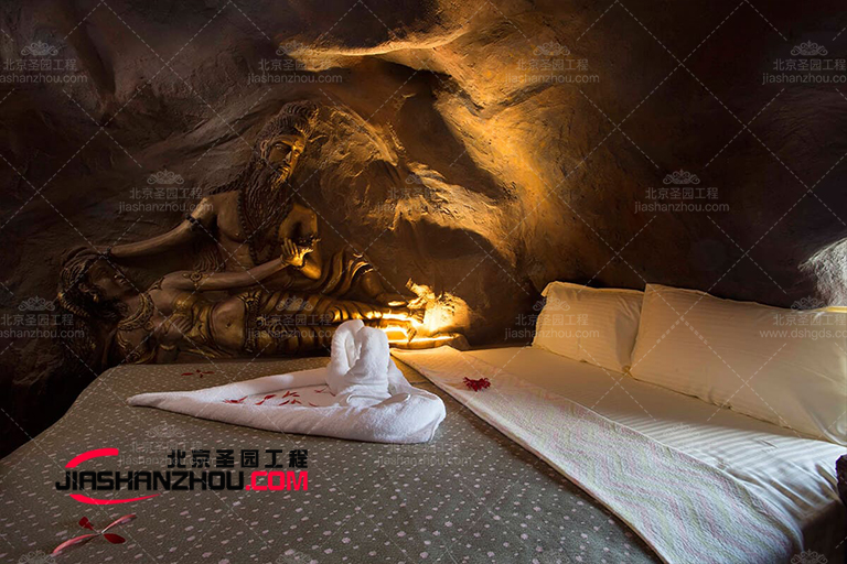 廠家出品仿古巖洞主題客棧房間裝修效果圖