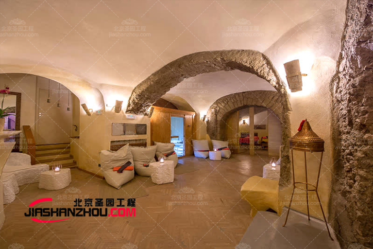 白色主題法式現(xiàn)代水泥仿真窯洞酒店制作