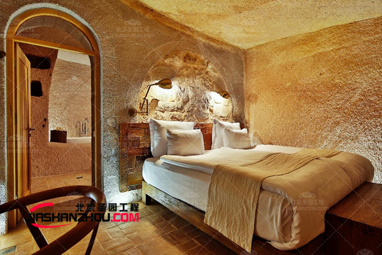 西安現(xiàn)代仿真窯洞民宿空間悠閑舒適等你來體驗