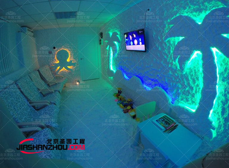 不同f 格的鹽壁燈搭配仿真鹽洞鹽療房spa制作的效果