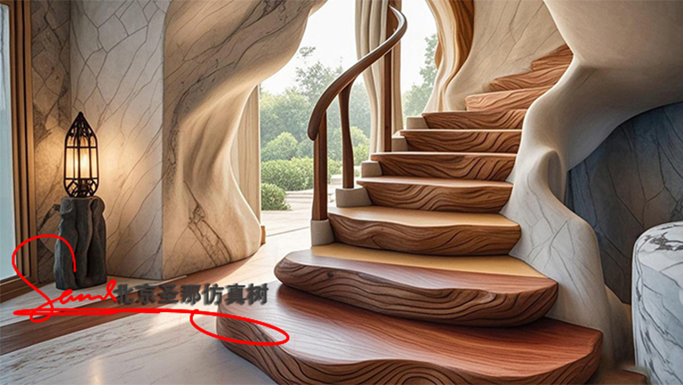杭州室內(nèi)水泥仿木樓梯每處細(xì)節(jié)都充滿設(shè)計(jì)感 讓人舍不得移開眼