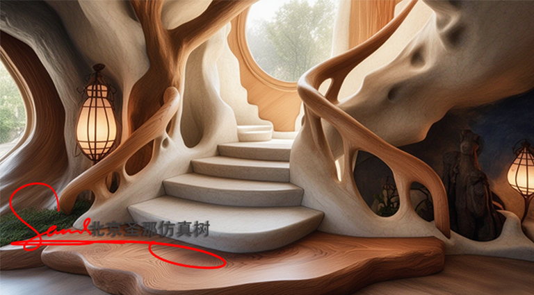 北京水泥仿木樓梯可定制外觀完美展示別墅酒店的特色理念