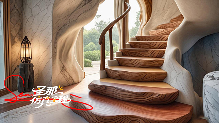 水泥仿木樓梯